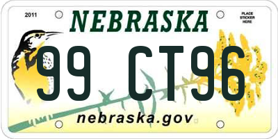 NE license plate 99CT96