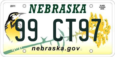 NE license plate 99CT97