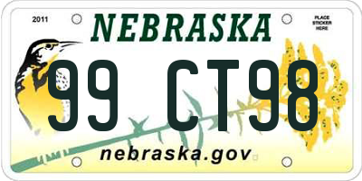 NE license plate 99CT98