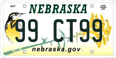 NE license plate 99CT99