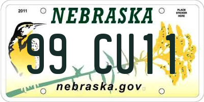 NE license plate 99CU11