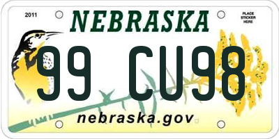 NE license plate 99CU98