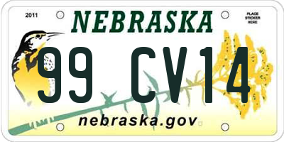 NE license plate 99CV14