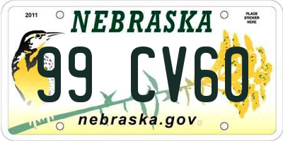 NE license plate 99CV60
