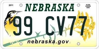 NE license plate 99CV77