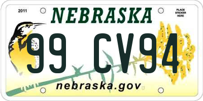 NE license plate 99CV94