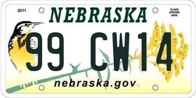 NE license plate 99CW14