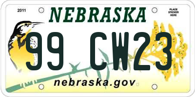 NE license plate 99CW23