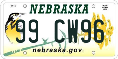 NE license plate 99CW96