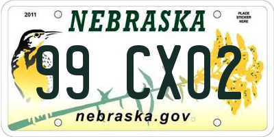 NE license plate 99CX02