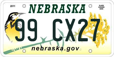 NE license plate 99CX27