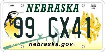 NE license plate 99CX41