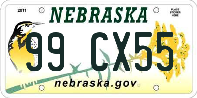 NE license plate 99CX55