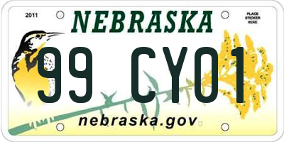 NE license plate 99CY01