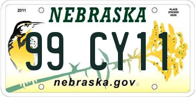 NE license plate 99CY11