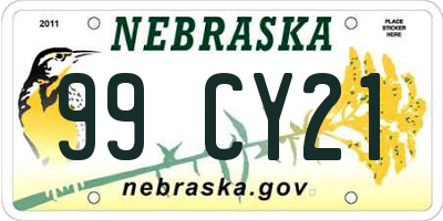 NE license plate 99CY21
