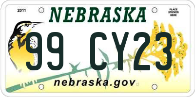 NE license plate 99CY23