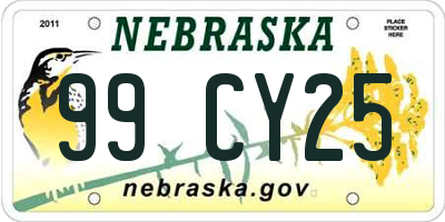 NE license plate 99CY25