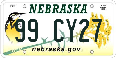 NE license plate 99CY27