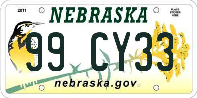 NE license plate 99CY33