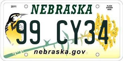 NE license plate 99CY34