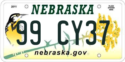 NE license plate 99CY37
