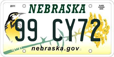 NE license plate 99CY72
