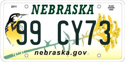 NE license plate 99CY73