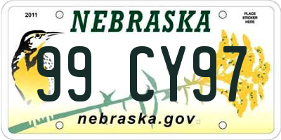 NE license plate 99CY97