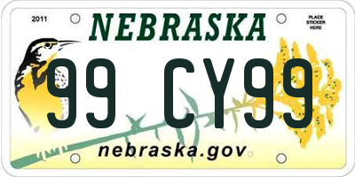 NE license plate 99CY99