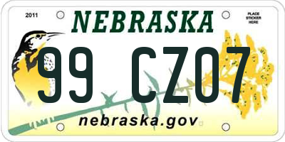 NE license plate 99CZ07