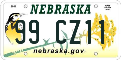 NE license plate 99CZ11