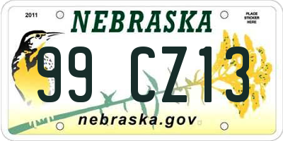 NE license plate 99CZ13