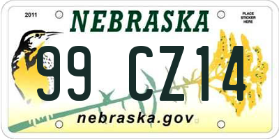 NE license plate 99CZ14