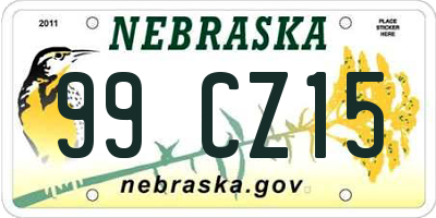 NE license plate 99CZ15