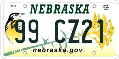 NE license plate 99CZ21