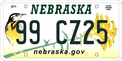 NE license plate 99CZ25