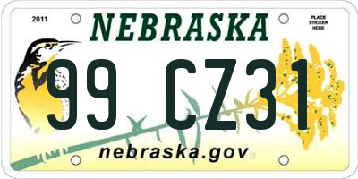 NE license plate 99CZ31