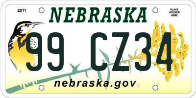 NE license plate 99CZ34