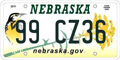 NE license plate 99CZ36