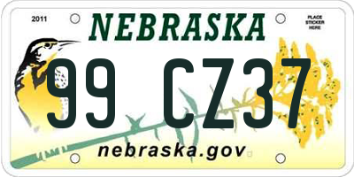 NE license plate 99CZ37