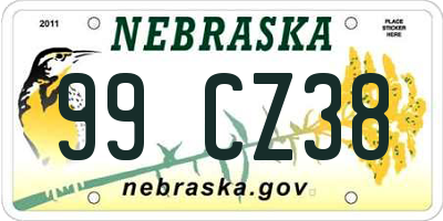 NE license plate 99CZ38