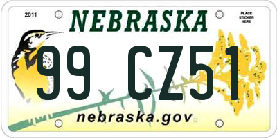 NE license plate 99CZ51