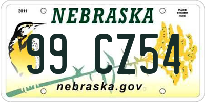 NE license plate 99CZ54