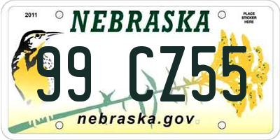 NE license plate 99CZ55