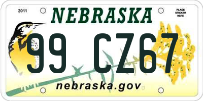 NE license plate 99CZ67