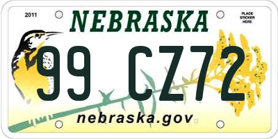 NE license plate 99CZ72