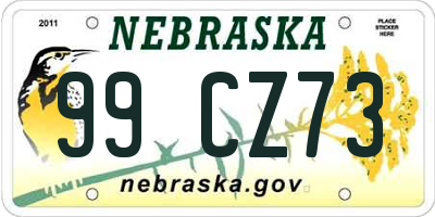 NE license plate 99CZ73