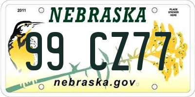 NE license plate 99CZ77