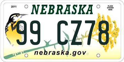 NE license plate 99CZ78